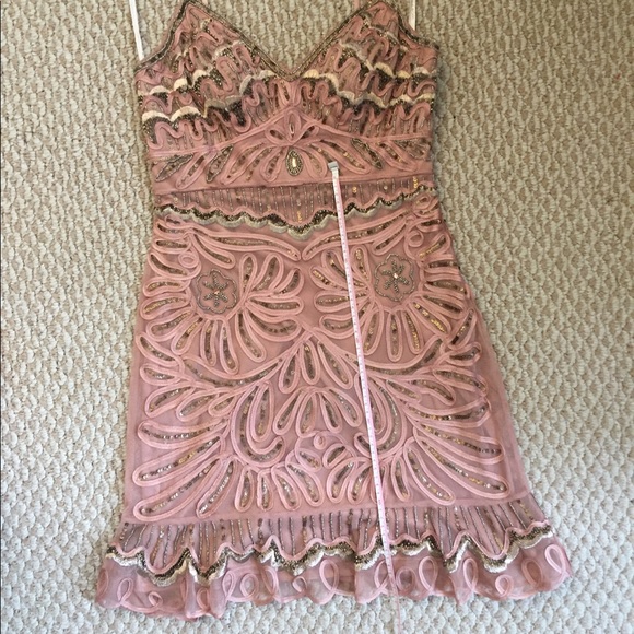 Rose Gold Sue Wong Beaded Cocktail Dress - Picture 8 of 8